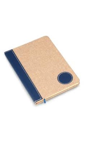  BROWN LINEN WITH PU ROUND PATCH A5 NOTEBOOK (